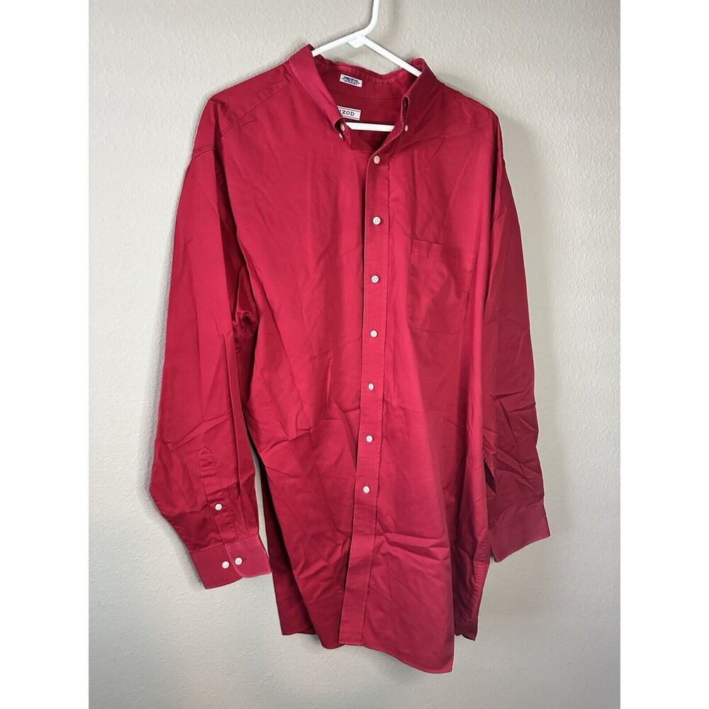 IZOD Men’s 18.5 35/36 Tall Red Twill Button Down Long Sleeve Shirt